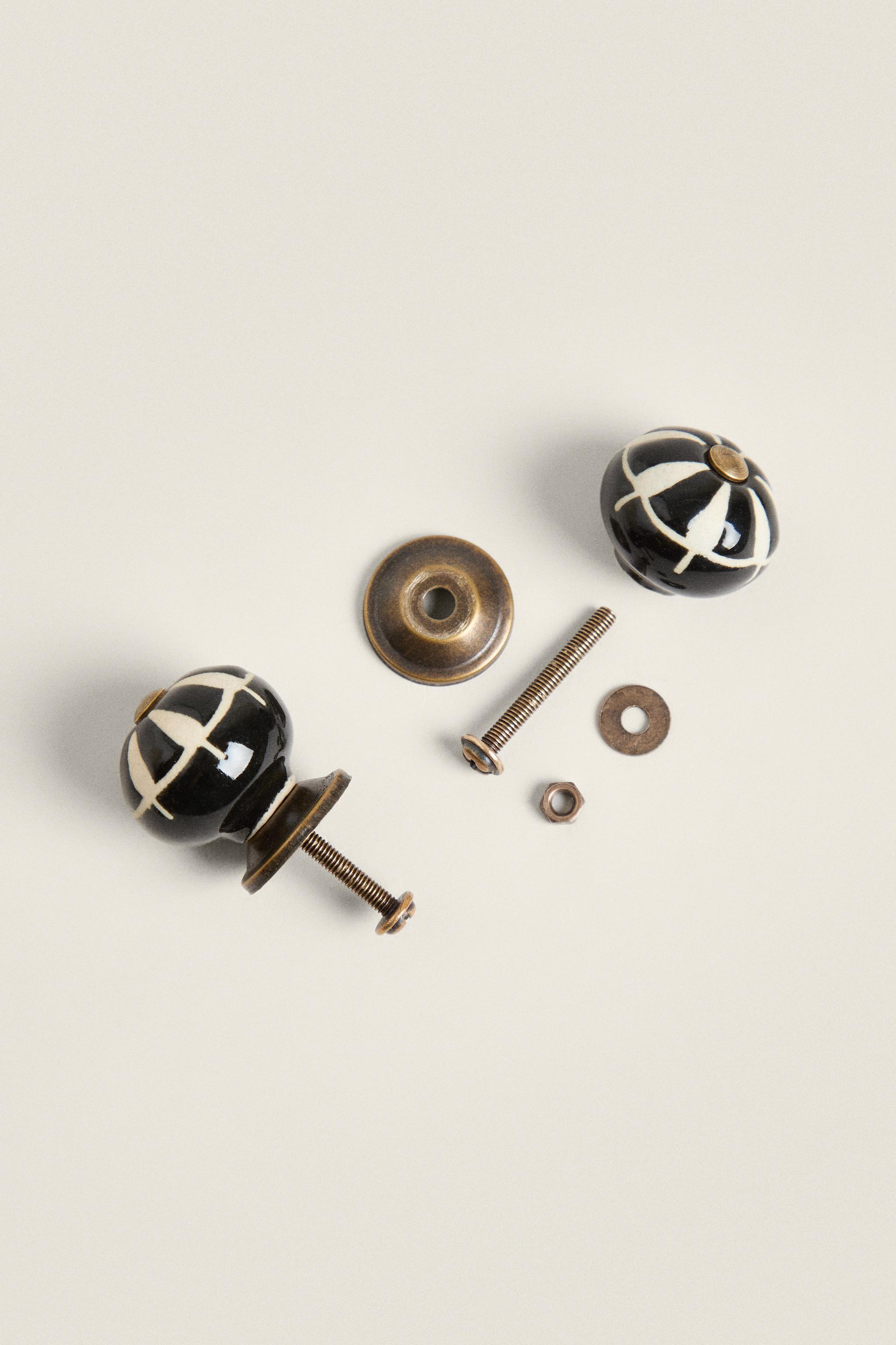 LOT DE BOUTONS MEUBLE CÉRAMIQUE RAYURES (LOT DE 2)